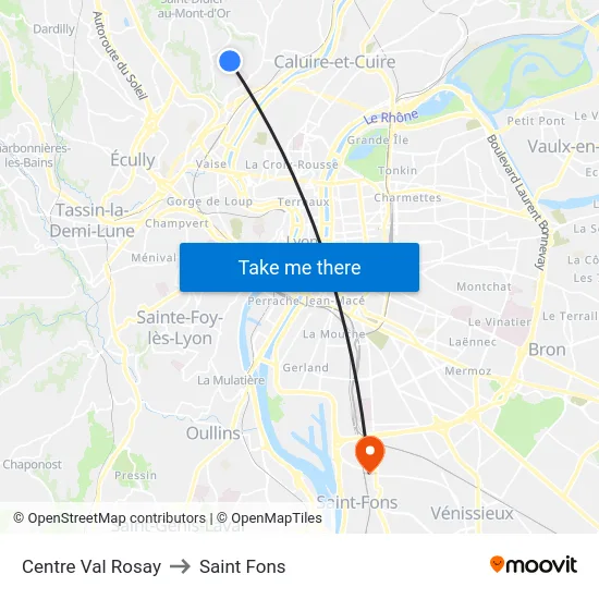 Centre Val Rosay to Saint Fons map