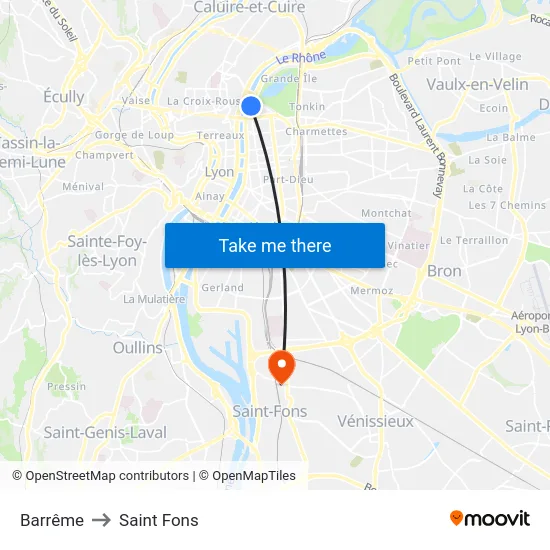 Barrême to Saint Fons map