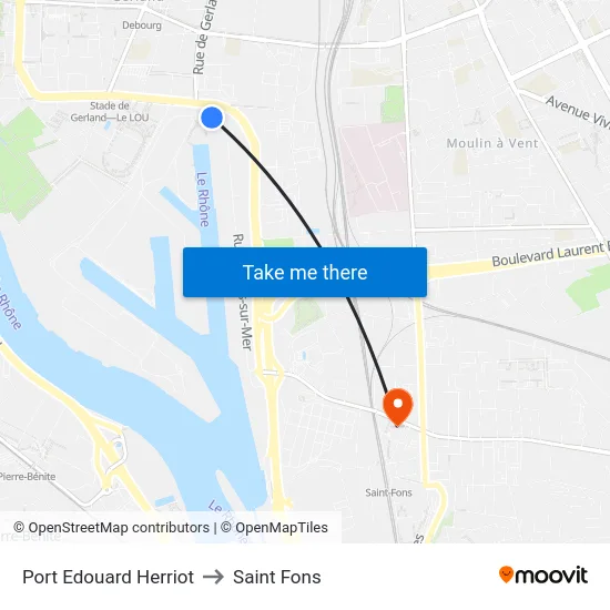 Port Edouard Herriot to Saint Fons map