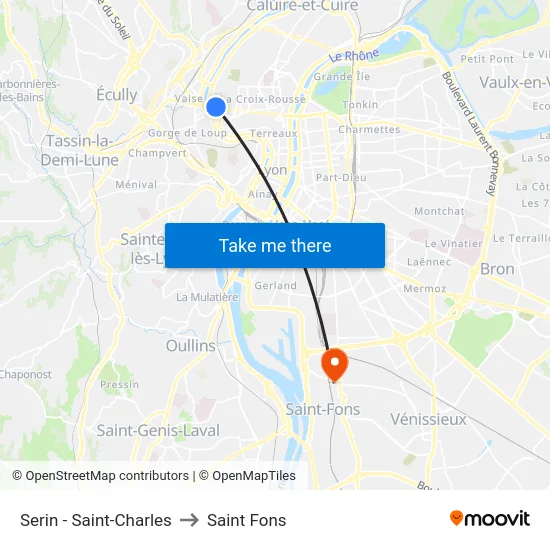 Serin - Saint-Charles to Saint Fons map