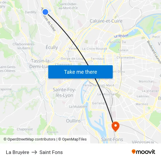 La Bruyère to Saint Fons map