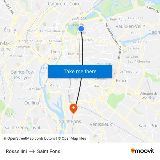 Rossellini to Saint Fons map