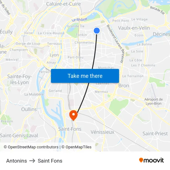 Antonins to Saint Fons map