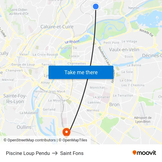 Piscine Loup Pendu to Saint Fons map