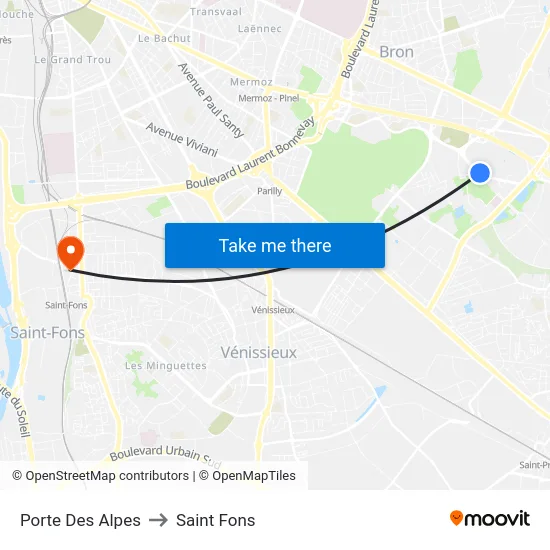 Porte Des Alpes to Saint Fons map