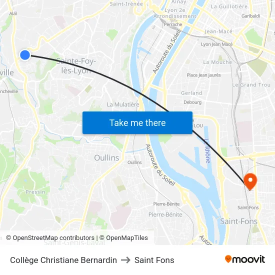 Collège Christiane Bernardin to Saint Fons map