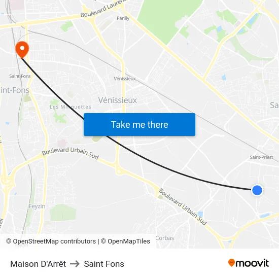 Maison D'Arrêt to Saint Fons map