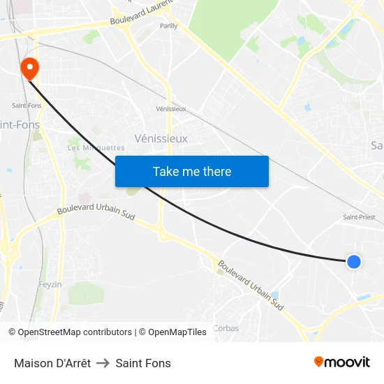 Maison D'Arrêt to Saint Fons map