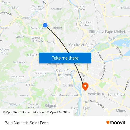 Bois Dieu to Saint Fons map
