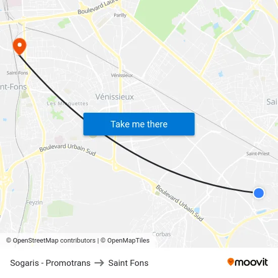 Sogaris - Promotrans to Saint Fons map