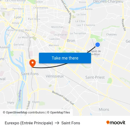 Eurexpo (Entrée Principale) to Saint Fons map