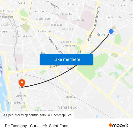 De Tassigny - Curial to Saint Fons map