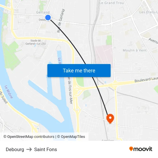 Debourg to Saint Fons map
