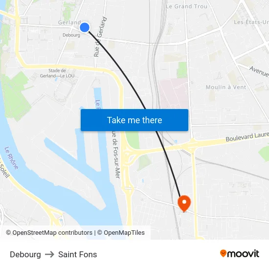 Debourg to Saint Fons map