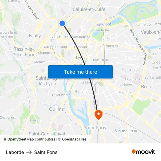 Laborde to Saint Fons map