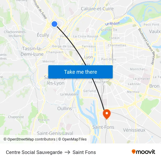 Centre Social Sauvegarde to Saint Fons map