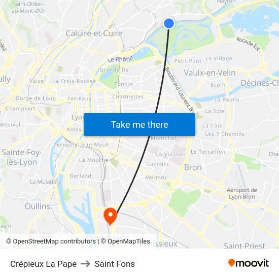 Crépieux La Pape to Saint Fons map