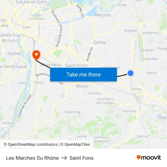Les Marches Du Rhône to Saint Fons map