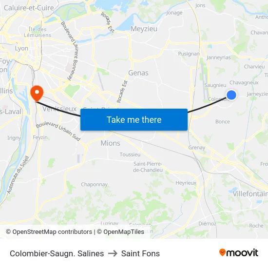 Colombier-Saugn. Salines to Saint Fons map
