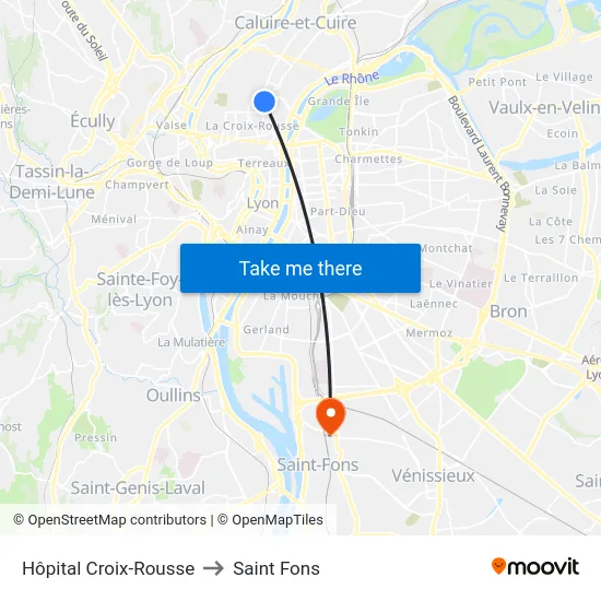 Hôpital Croix-Rousse to Saint Fons map