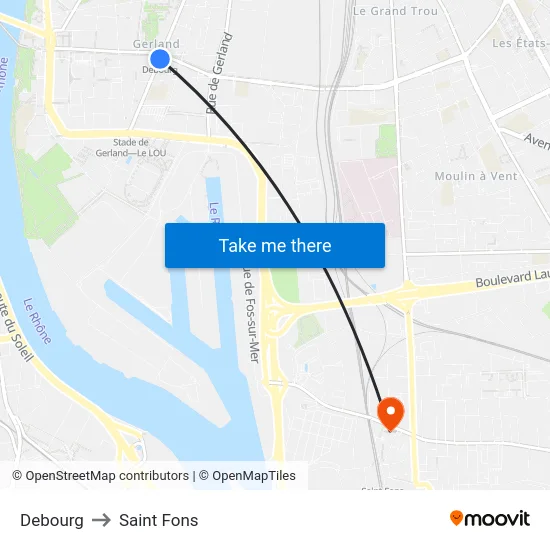 Debourg to Saint Fons map