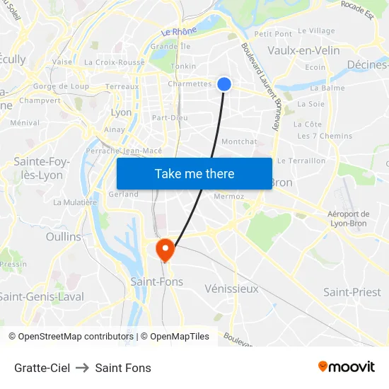 Gratte-Ciel to Saint Fons map