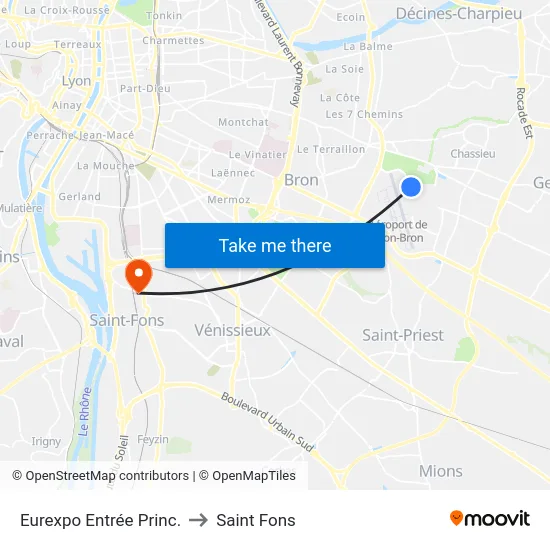 Eurexpo Entrée Princ. to Saint Fons map