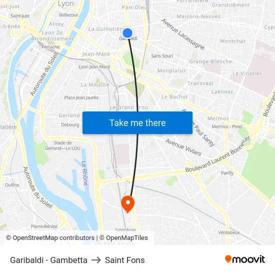 Garibaldi - Gambetta to Saint Fons map
