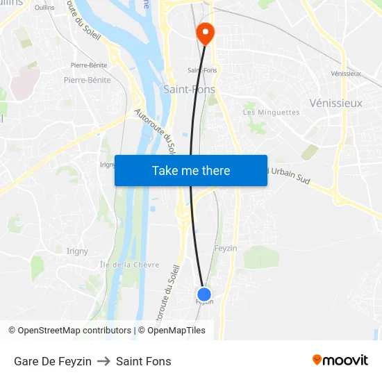 Gare De Feyzin to Saint Fons map