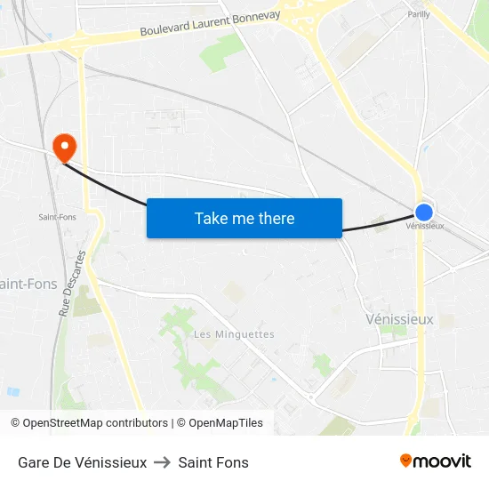 Gare De Vénissieux to Saint Fons map