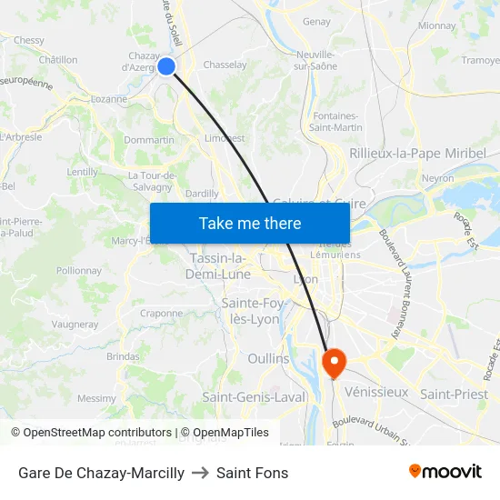 Gare De Chazay-Marcilly to Saint Fons map
