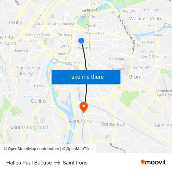 Halles Paul Bocuse to Saint Fons map