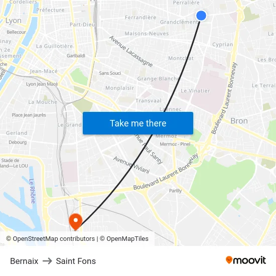 Bernaix to Saint Fons map