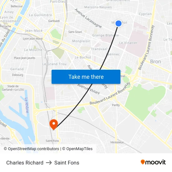 Charles Richard to Saint Fons map