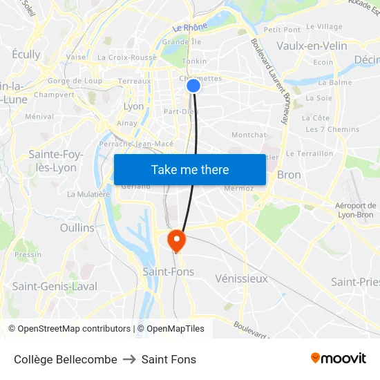 Collège Bellecombe to Saint Fons map