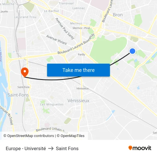 Europe - Université to Saint Fons map