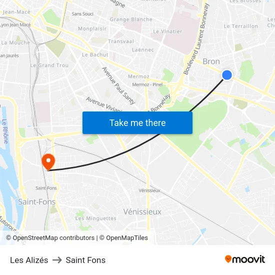 Les Alizés to Saint Fons map