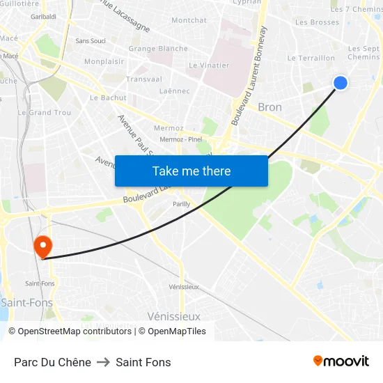 Parc Du Chêne to Saint Fons map