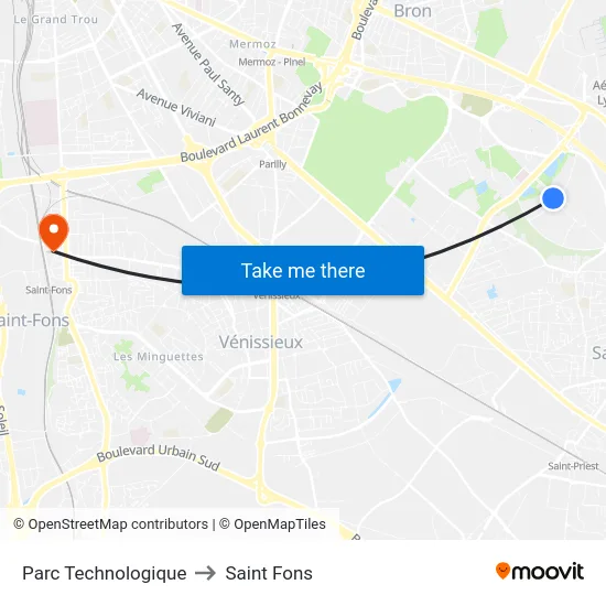 Parc Technologique to Saint Fons map