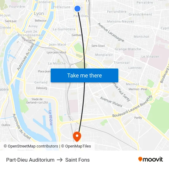 Part-Dieu Auditorium to Saint Fons map
