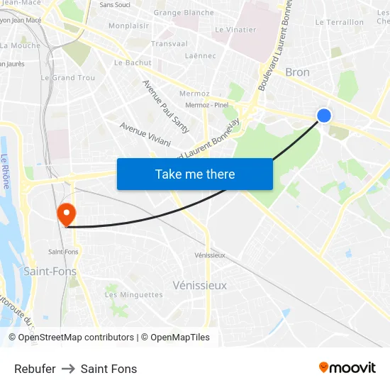 Rebufer to Saint Fons map