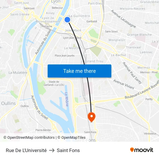 Rue De L'Université to Saint Fons map