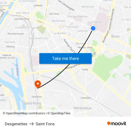 Desgenettes to Saint Fons map