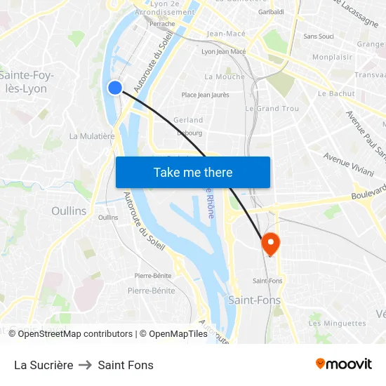 La Sucrière to Saint Fons map