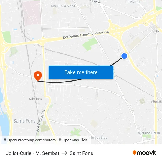 Joliot-Curie - M. Sembat to Saint Fons map