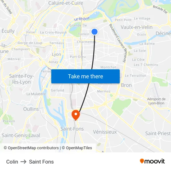 Colin to Saint Fons map