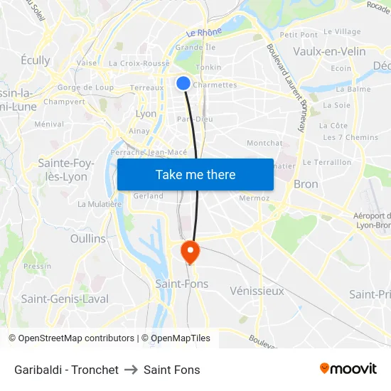 Garibaldi - Tronchet to Saint Fons map