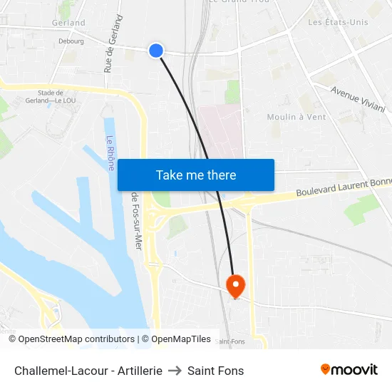 Challemel-Lacour - Artillerie to Saint Fons map