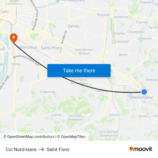 Cci Nord-Isere to Saint Fons map