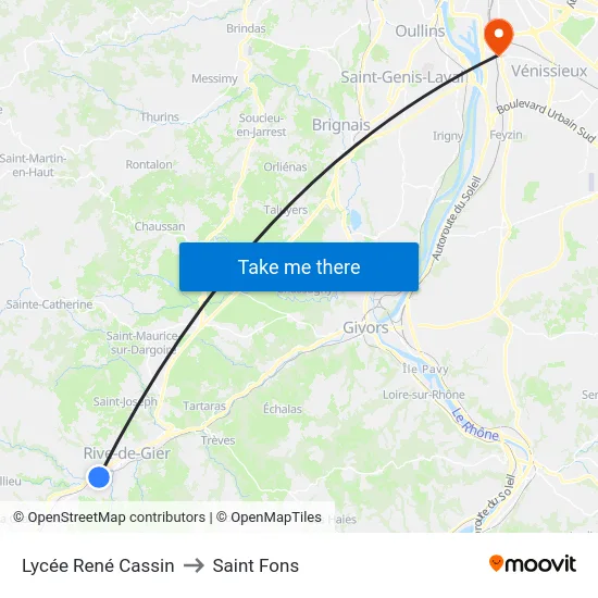 Lycée René Cassin to Saint Fons map